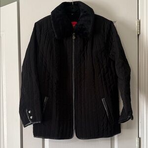 ESPIRIT Black Quilted Jacket with Faux Fur Collar Women’s Size 2X
